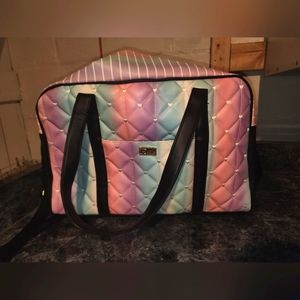 NWT LUV BETSEY by BETSEY JOHNSON BLUSH MULTI TRAVEL WEEKENDER LARGE BAG